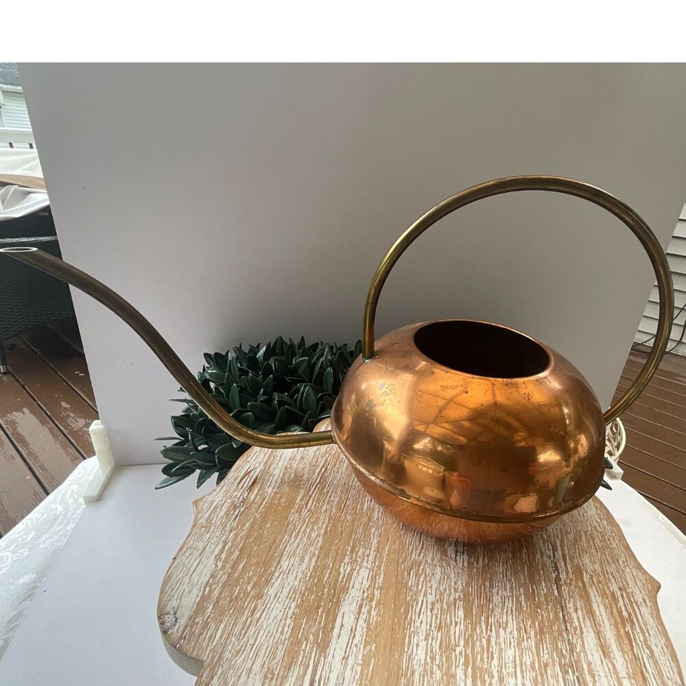 Beautiful MCM copper watering can long spout hard to find piece
